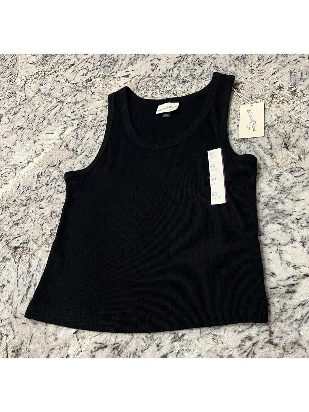 Universal Thread Women’s S Black Ribbed Knit Scoop Neck Sleeveless Tank Top